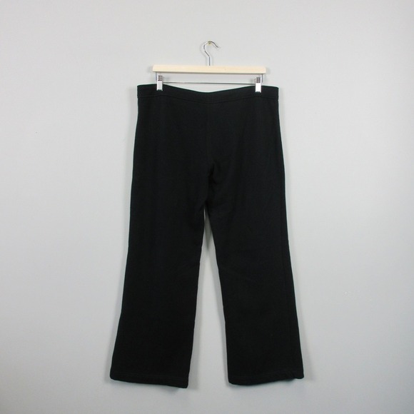 Tory Burch Y2K Sweatpants Wide Leg Low Rise Women L Black Cotton Tie Lounge 402 - Picture 2 of 11